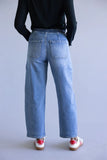 High Rise Wide Drawstring Barrel Jeans for Women