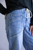 High Rise Wide Drawstring Barrel Jeans for Women