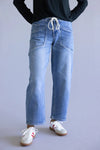 High Rise Wide Drawstring Barrel Jeans for Women