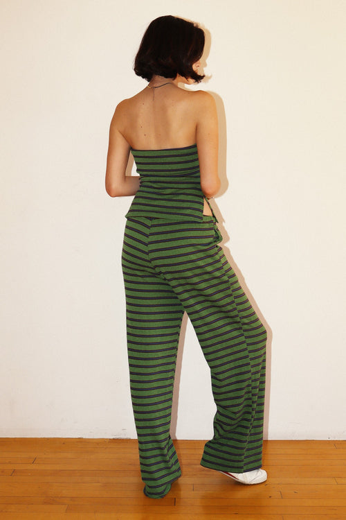 Striped Drawstring Wide Leg Pants