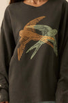 Flying Birds Waffle-Knit Vintage-Wash Sweatshirt
