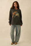 Flying Birds Waffle-Knit Vintage-Wash Sweatshirt