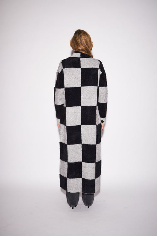 Checker Board Long Cardigan