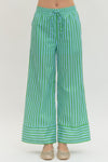 Green and Blue Stripe Drawstring Pant