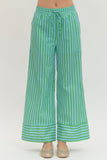 Green and Blue Stripe Drawstring Pant