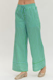 Green and Blue Stripe Drawstring Pant