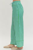 Green and Blue Stripe Drawstring Pant