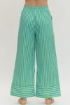 Green and Blue Stripe Drawstring Pant