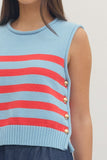 Striped Button Detail Vest