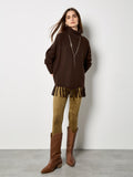 Roll Neck Fringe Poncho