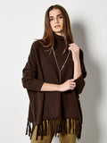 Roll Neck Fringe Poncho