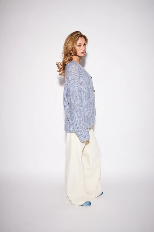 GLEN CARDIGAN IN POWDER BLUE