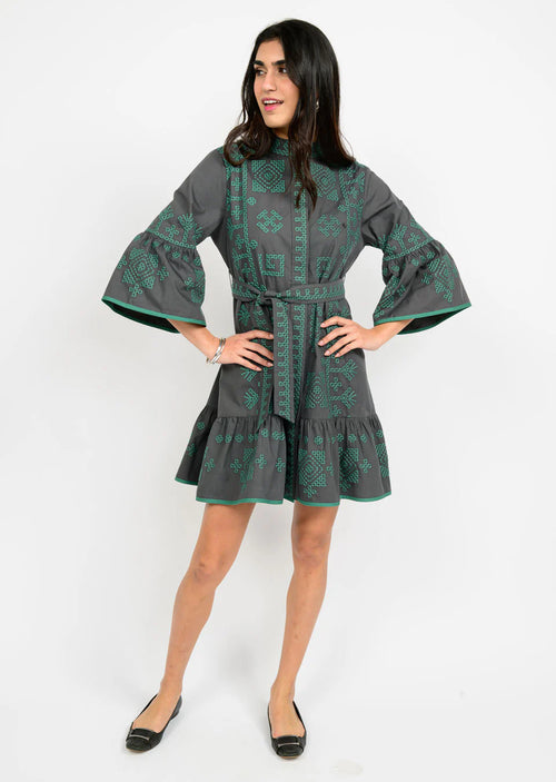 Uncle Frank - Gray Crossed Stitched Dress