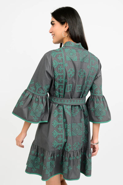 Uncle Frank - Gray Crossed Stitched Dress