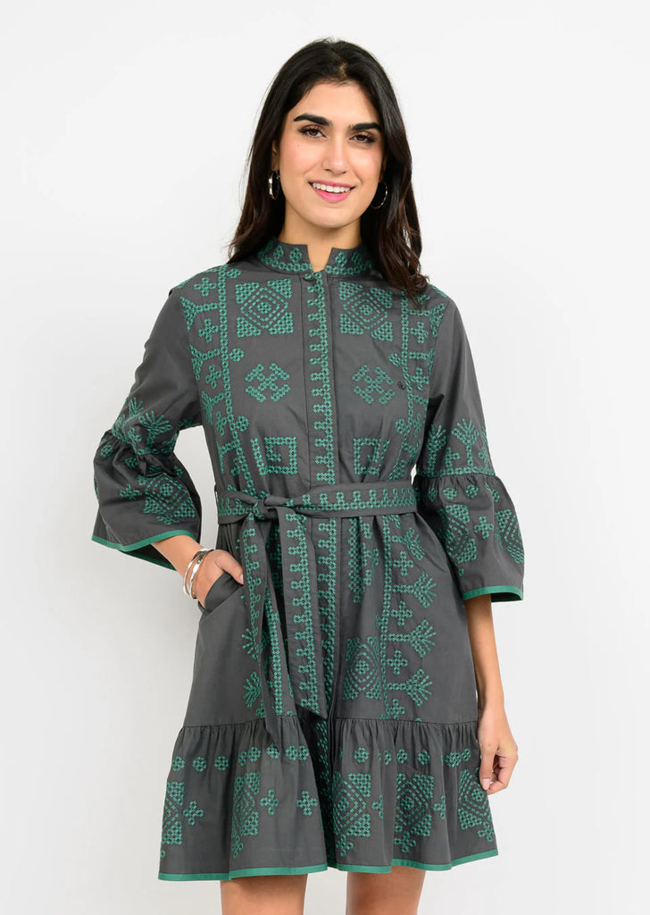 Uncle Frank - Gray Crossed Stitched Dress Large Uncle Frank - Gray Crossed Stitched Dress Large