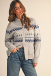 Fair Isle Zip Up Sweater Cardigan