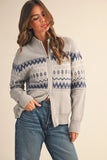 Fair Isle Zip Up Sweater Cardigan