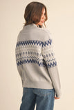Fair Isle Zip Up Sweater Cardigan
