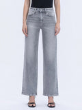 High Rise Full Length Grey Wide Leg Jeans