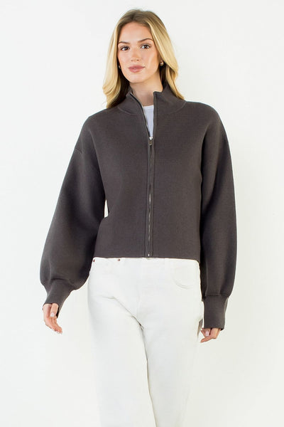 High Neck Zip Up Jacket