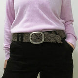Midnight Oasis Embroidered Wool Belt
