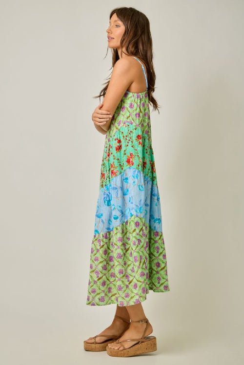 Mixed Print Long Dress