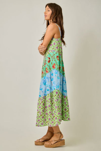 Mixed Print Long Dress