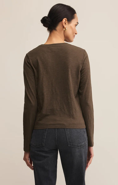 Modern Slub Long Sleeve Tee in Tavern