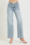 SLOUCHY BAGGY JEANS WITH WAISTBAND DRAWSTRING AND SIDE CONTRAST