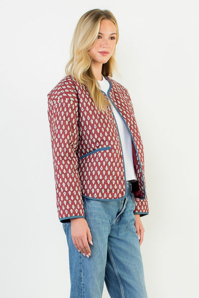 Print Detailed Quilted Jacket