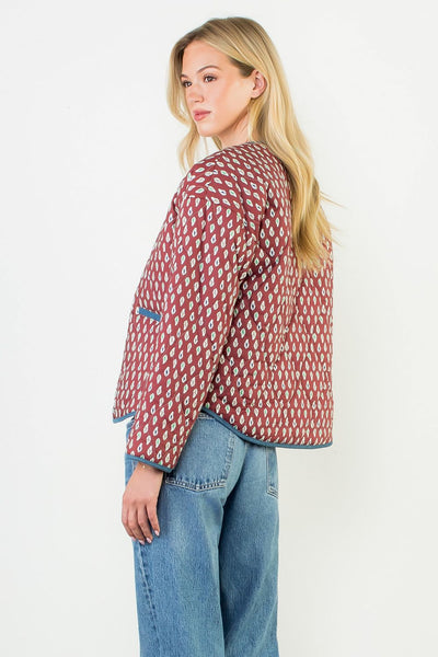 Print Detailed Quilted Jacket