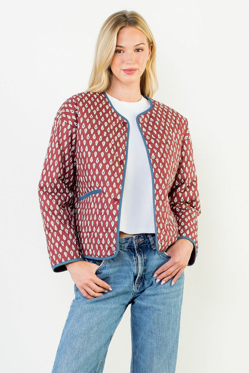Print Detailed Quilted Jacket