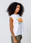 Relax Vintage White Moto Tee Graphic Tank