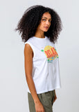 Relax Vintage White Moto Tee Graphic Tank