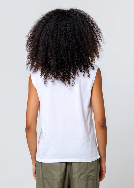 Relax Vintage White Moto Tee Graphic Tank