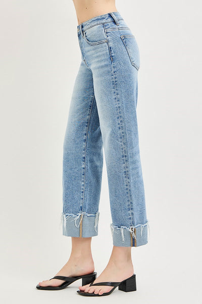 HIGH RISE CROP BOYFRIEND CUFFED JEANS