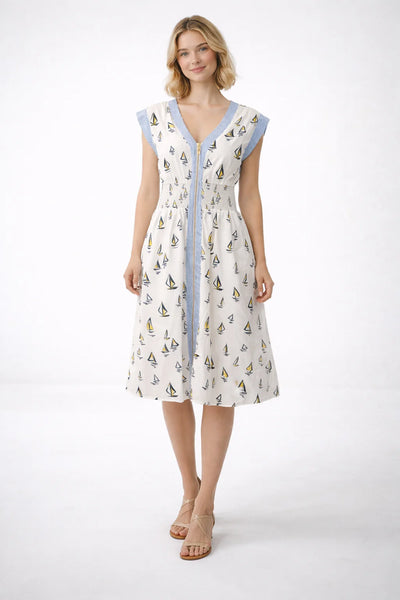 Short Sleeve Sailboat Midi Dress