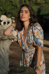 Tropical Print V-Neck Dress