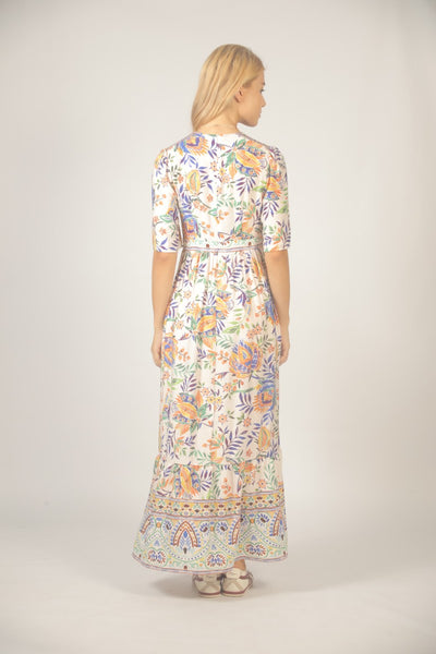Tropical Print V-Neck Dress