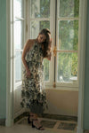 Palm Tree Print Halter Maxi