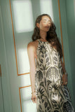 Palm Tree Print Halter Maxi