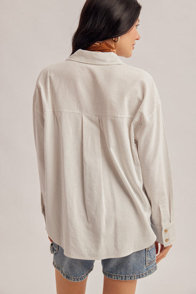 PIN STRIPE BUTTON DOWN BOYFRIEND SHIRTS