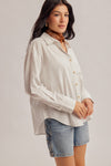 PIN STRIPE BUTTON DOWN BOYFRIEND SHIRTS