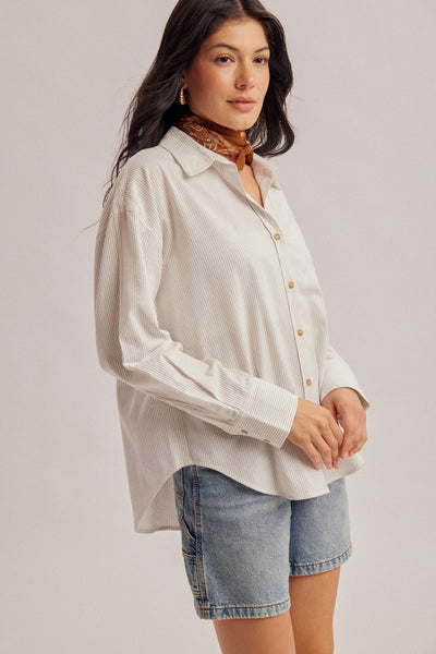 PIN STRIPE BUTTON DOWN BOYFRIEND SHIRTS