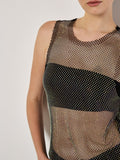 Iridescent Diamante Mesh Top