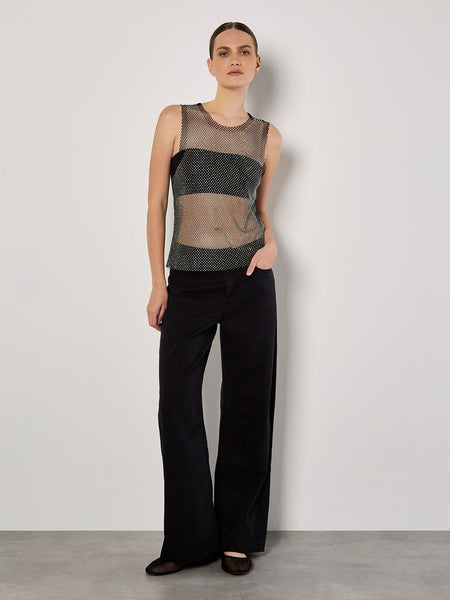 Iridescent Diamante Mesh Top