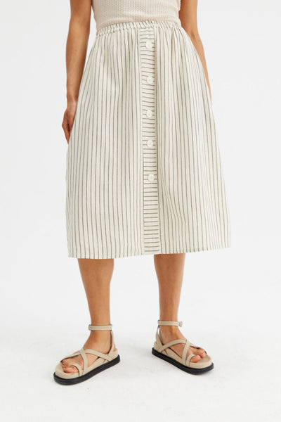 Stripe print Mid-Rise Midi Skirt