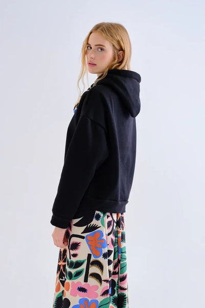 Black Neo Garden Printed Tie Sweatshirt