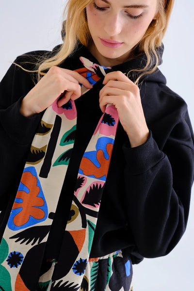 Black Neo Garden Printed Tie Sweatshirt
