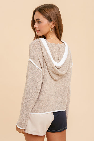 Contrast Detail Sweater Hoodie